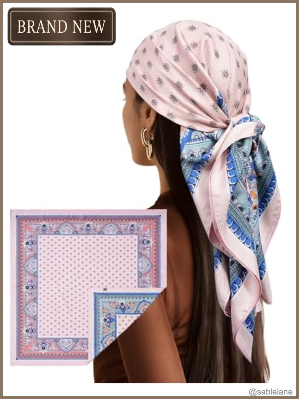 35" Reversible Silk-Like Polyester Head Scarf Bandana